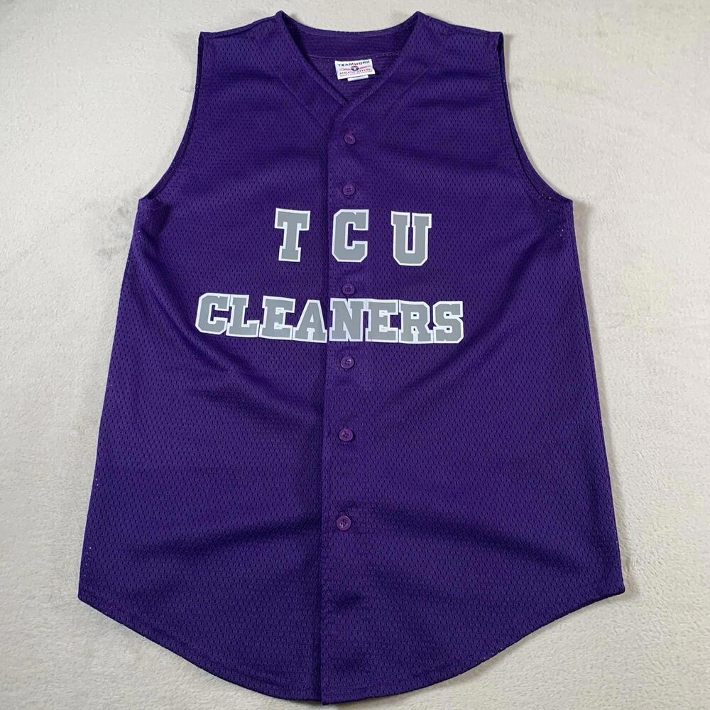 Vintage TCU Jersey Adult Large Purple Baseball Intermural Rec 90s Made In USA